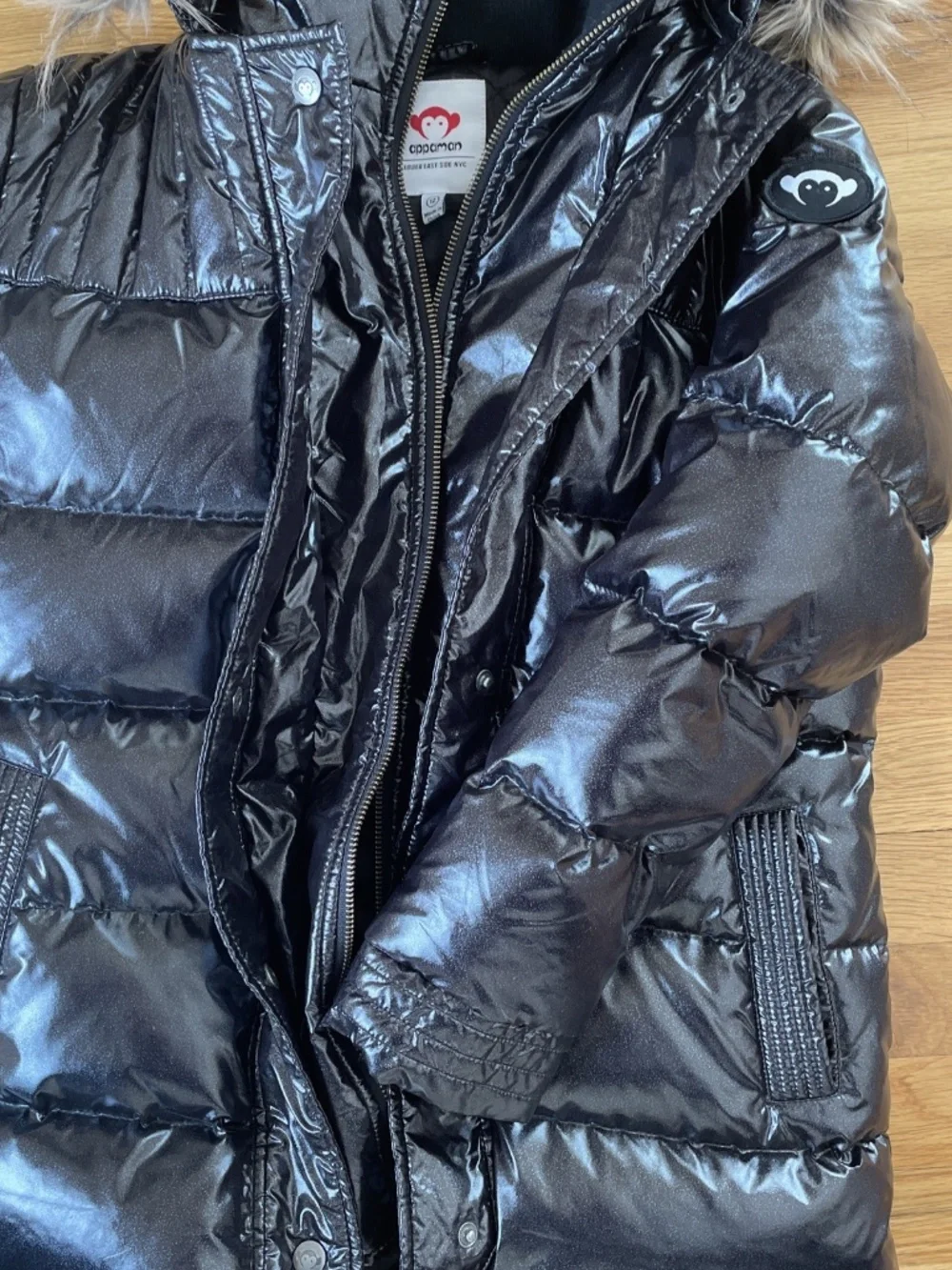 Appaman Girls Black Shimmer Duck Down Puffer Coat Long Size 12